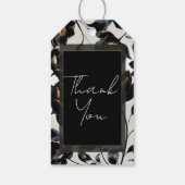 Étiquettes-cadeau Mariage noir & or Floral Greige (Dos)
