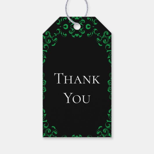 Étiquettes-cadeau Mariage noir vert (Devant)