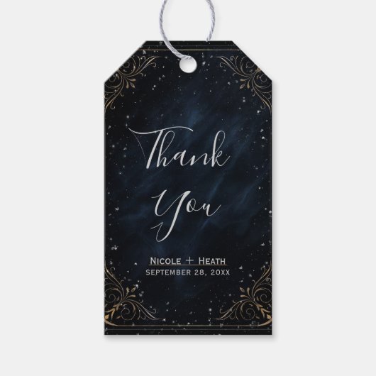 Étiquettes-cadeau Mariage Obsidian Oracle Midnight Elegance (Devant)