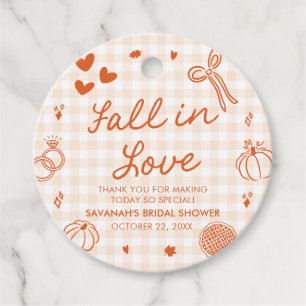 Étiquettes Cadeau Mariage Orange Dessiné à la Main Tomber en Amour E