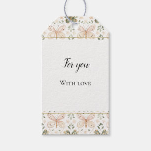 Étiquettes-cadeau Mariage Papillons Roses Verts