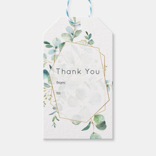 Étiquettes-cadeau Mariage pastel eucalyptus géométrique verdure (Devant)
