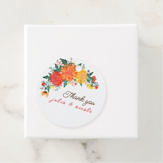 Étiquettes Cadeau Mariage Pastel Orange Yellow Spring Dahlia Fleurs (En situation)