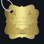Étiquettes Cadeau Mariage Peacock Abstrait Gold de luxe<br><div class="desc">Design élégant avec des Peacocks or arrière - plan et abstrait or pour un événement mariage spécial. Il donnera une touche unique à votre style mariage. Personnalisez avec vos propres informations. Matching Faire-part de mariage, Save the Date, RSVP, et plus encore, également disponible dans ma Collection de Mariages Peacock Abstrait...</div>