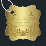 Étiquettes Cadeau Mariage Peacock Abstrait Gold de luxe<br><div class="desc">Design élégant avec des Peacocks or arrière - plan et abstrait or pour un événement mariage spécial. Il donnera une touche unique à votre style mariage. Personnalisez avec vos propres informations. Matching Faire-part de mariage, Save the Date, RSVP, et plus encore, également disponible dans ma Collection de Mariages Peacock Abstrait...</div>