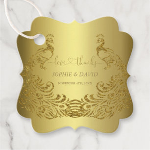 Étiquettes Cadeau Mariage Peacock Abstrait Gold de luxe