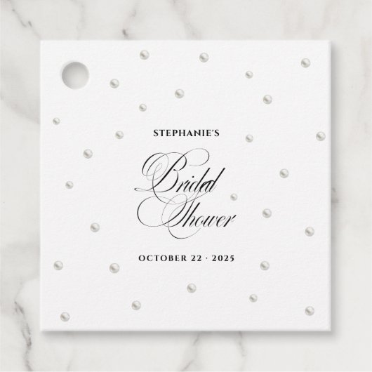 Étiquettes Cadeau Mariage Perles Blanches (Devant)