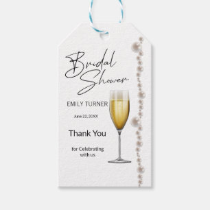 Étiquettes-cadeau Mariage : perles et champagne pour une baby shower