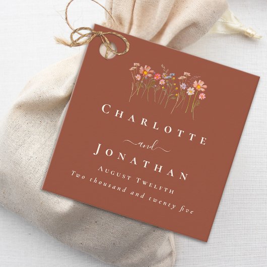 Étiquettes Cadeau Mariage personnalisé Boho automne fleurs sauvages 