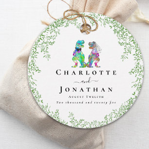Étiquettes Cadeau Mariage personnalisé de dinosaures