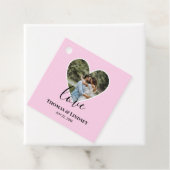 Étiquettes Cadeau Mariage Photo Cadre Coeur Rose Calligraphie Modern (En situation)