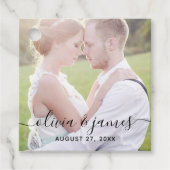 Étiquettes Cadeau Mariage photo de calligraphie élégant (Devant)