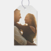 Étiquettes-cadeau Mariage photo de script romantique simple (Dos)