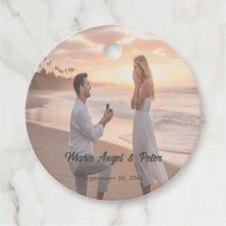 Étiquettes Cadeau Mariage photo minimaliste avec lettrage chaud et n