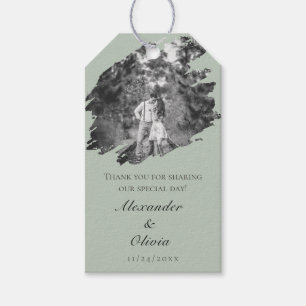 Étiquettes-cadeau Mariage photo moderne Brushstroke Sage Green Favor
