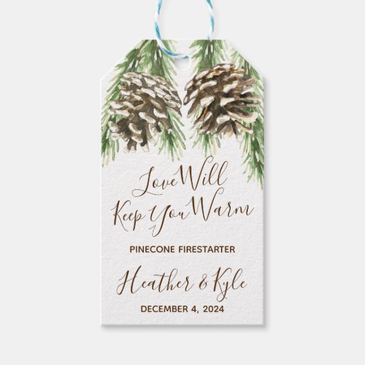 Étiquettes-cadeau Mariage Pinecone Firestarter, Fête des mariées Fav (Devant)