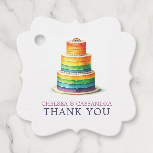 Étiquettes Cadeau Mariage Rainbow Cake (Devant)