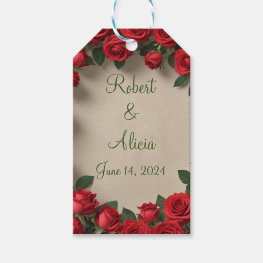 Étiquettes-cadeau Mariage Red Rose (Devant)