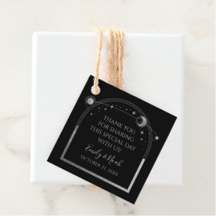 Étiquettes Cadeau Mariage Remerciements Noir Soleil Lune Étoiles Arg