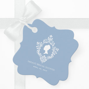 Étiquettes Cadeau Mariage rétro dans les tons bleu poudre Régence de