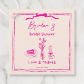 Étiquettes Cadeau Mariage rétro gribouillé à la main ruban rose (Devant)