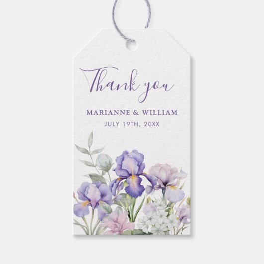 Étiquettes-cadeau Mariage romantique violet Iris Fleur Faveur (Devant)