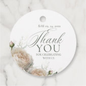 Étiquettes Cadeau Mariage Rose Blanche de Sage Greenery (Dos)
