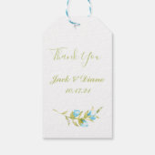 Étiquettes-cadeau Mariage Rose Bud Aquarelle Bleu (Dos)