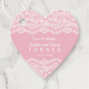 Étiquettes Cadeau Mariage rose dentelle Vintage de charme