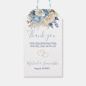 Étiquettes-cadeau Mariage Rose élégant bleu et ivoire (Dos)