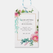 Étiquettes-cadeau Mariage rose Floral Favoriser le Merci (Devant)