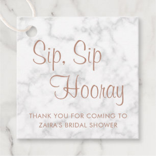 Étiquettes Cadeau Mariage Rose Gold Sip Sip Hourra Enterrement de Vi