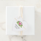 Étiquettes Cadeau Mariage rose rose d'aquarelle Merci (En situation)