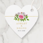 Étiquettes Cadeau Mariage rose rose d'aquarelle Merci (Dos)