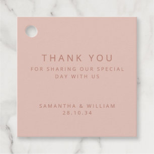 Étiquettes Cadeau Mariage rose simple minimal