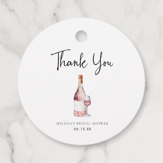 Étiquettes Cadeau Mariage Rose Vin Fête de Mariage (Dos)