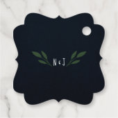 Étiquettes Cadeau Mariage Rustique aux Feuilles Vertes et Bleu Foncé (Dos)