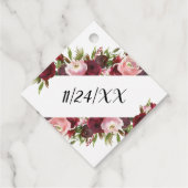 Étiquettes Cadeau Mariage Rustique Blush Bourgogne Fleurs (Dos)