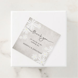 Étiquettes Cadeau Mariage rustique boho avec des marguerites blanche