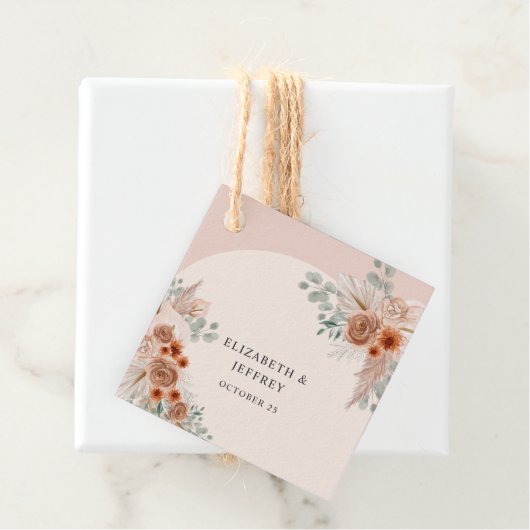 Étiquettes Cadeau Mariage rustique Boho Terracotta Pampas (En situation)