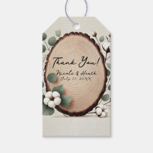 Étiquettes-cadeau Mariage Rustique Bois de Eucalyptus et Coton