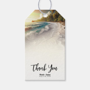 Étiquettes-cadeau Mariage rustique de plage au coucher du soleil par