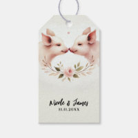 Mariage rustique floral nez à nez de cochons roses