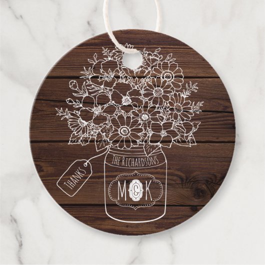 Étiquettes Cadeau Mariage rustique Mason Jar Fleur sauvage Bouquet B (Devant)