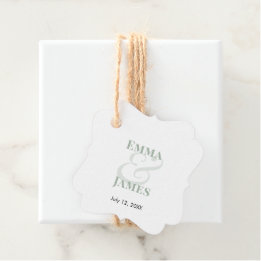 Étiquettes Cadeau Mariage Sage Ampersand | Noms & Date