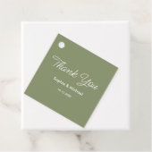 Étiquettes Cadeau Mariage Sage Green Merci blanc (En situation)