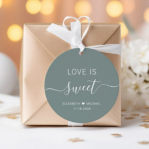 Étiquettes Cadeau Mariage Sauge Vert Doux Amour