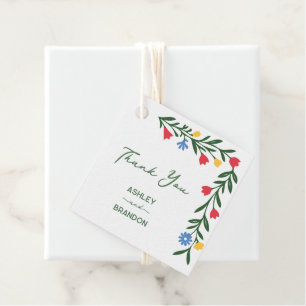 Étiquettes Cadeau Mariage scandinave coloré d'art folklorique remerc