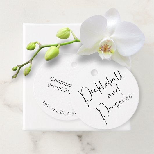 Étiquettes Cadeau Mariage Script Fête de Mariage Pickleball & Prosec