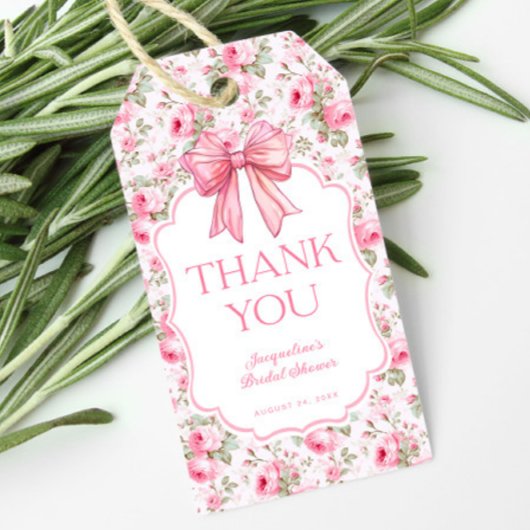 Étiquettes-cadeau Mariage Shabby Chic Rose Ruban